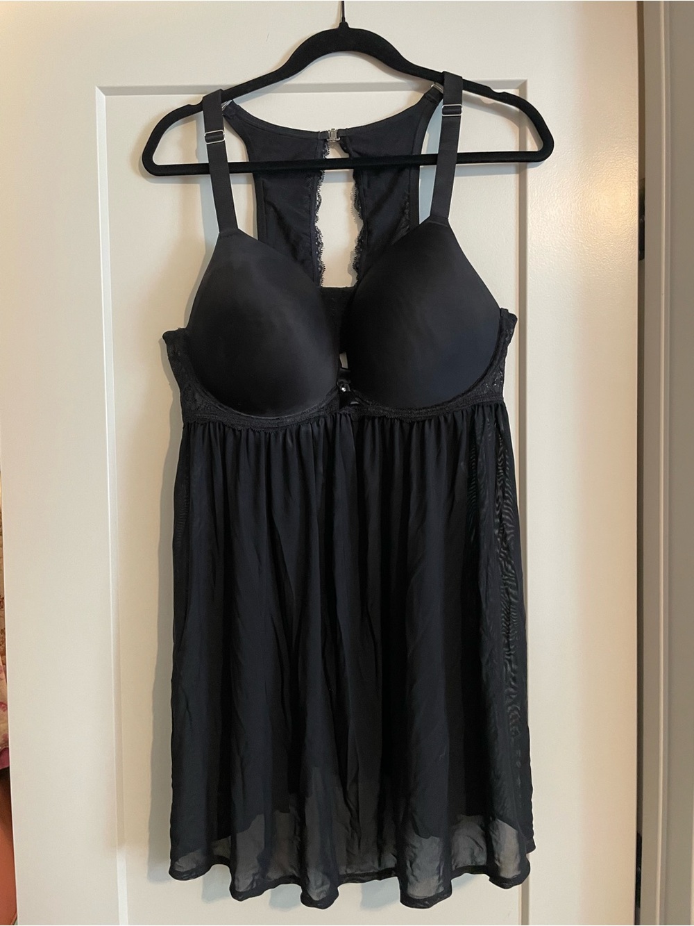 Black Lace-Back Babydoll Chemise